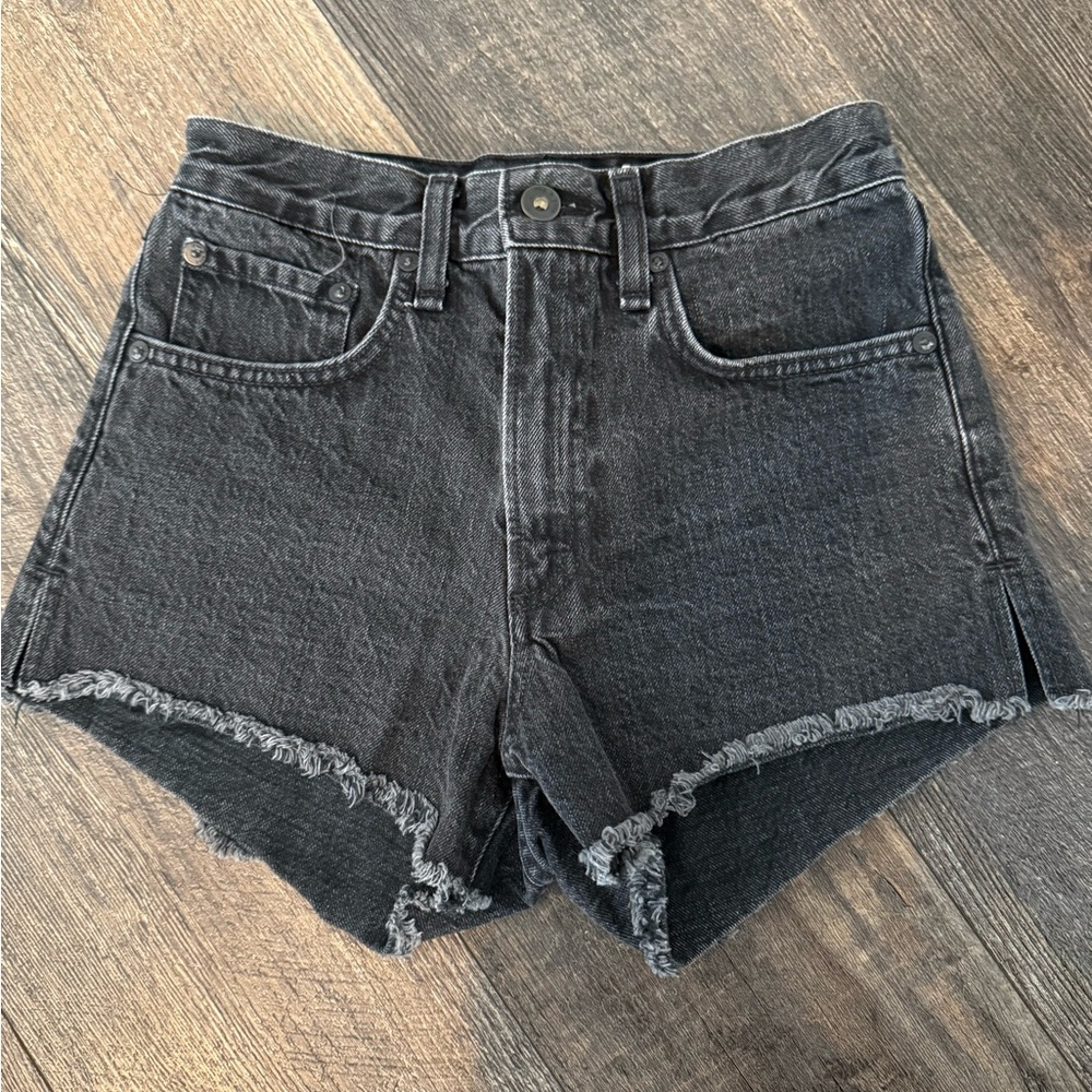 Rag & Bone Black Jean Shorts with Frayed Hem